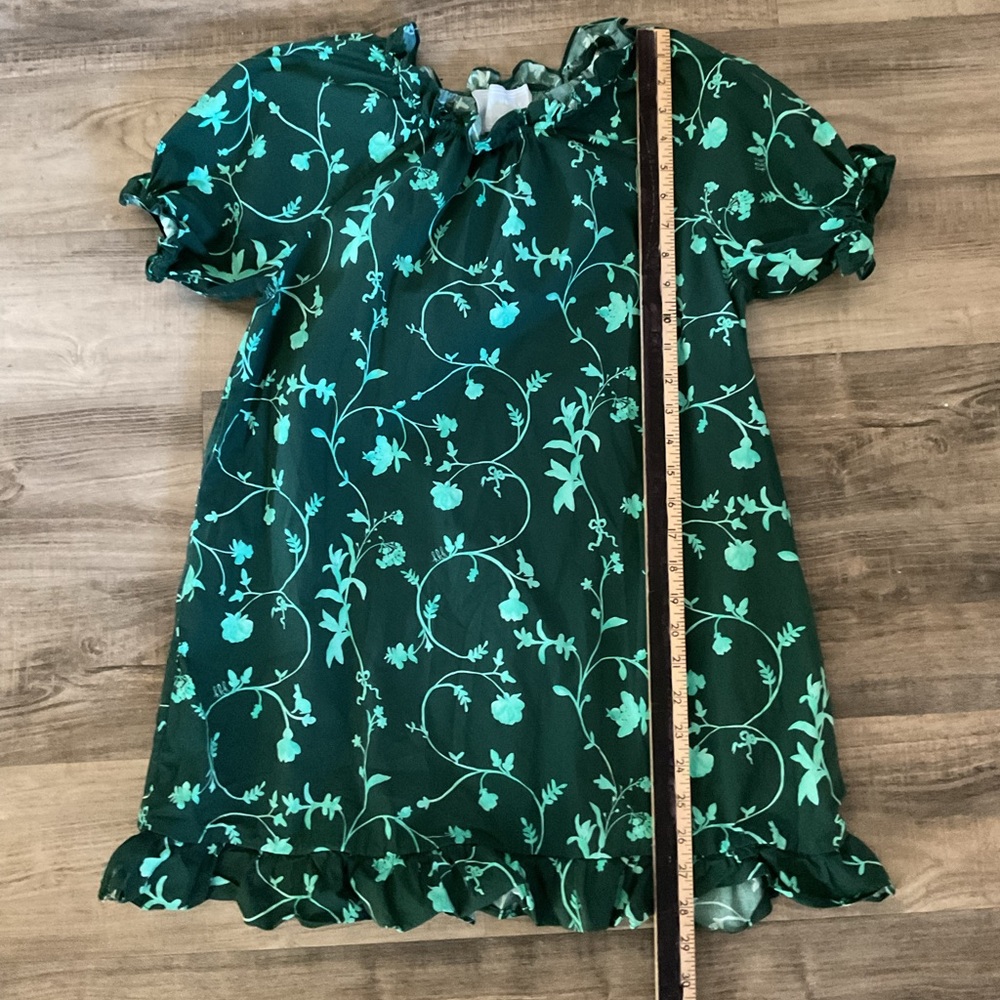 Hill House Home Katherine Nap Dress Green Botanical Floral Mini Ruffle Retro - Picture 5 of 9